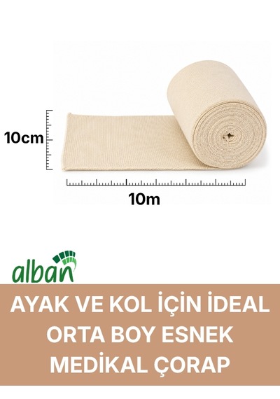 Alçı Altı Çorabı 10 Cm X 10 M, Pamuklu Esnek Medikal Stockinette