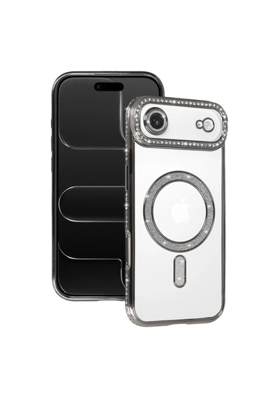 Apple Uyumlu iPhone 17 Air Uyumlu Joke Simli Magneticsafe Kılıf - Gümüş