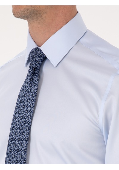 Cacharel Açık Mavi Slim Fit %100 Pamuk Non Iron Kolay Ütülenebilir Klasik Gömlek Acık Mavı
