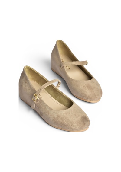Fox Shoes Y250770702 Vizon Süet Alçak Dolgu Tabanlı Kadın Ayakkabı