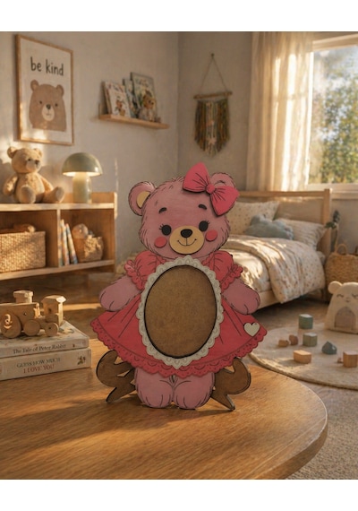 Bebek Resim Çerçevesi Ayıcık Pembe