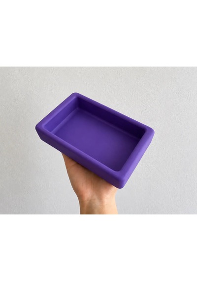 Dikdörtgen Model Beton Kedi Köpek Mama Ve Su Kabı 18 X 10,5 X 4,5 Cm - Mor