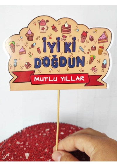30 Adet Dekoratif Karton Iyi Ki Doğdun Mutlu Yıllar Konuşma Kartı 20 Cm - Doğum Günü El Pankartı