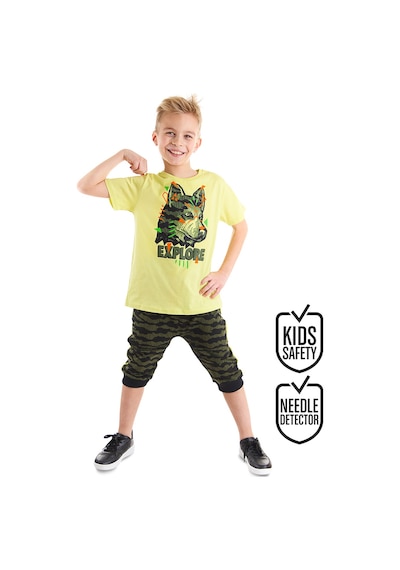 Denokids Mushi Kaşif Kurt Erkek Çocuk T-Shirt Kapri Takım Çok Renkli