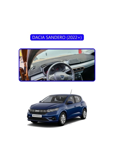 Dacıa Sandero 2022+ Torpido Koruma Halısı Mavi Kenar