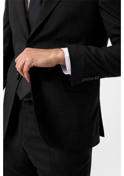 Süvari Siyah Slim Fit Desenli Mono Yaka 6 Drop Klasik Takım Elbise