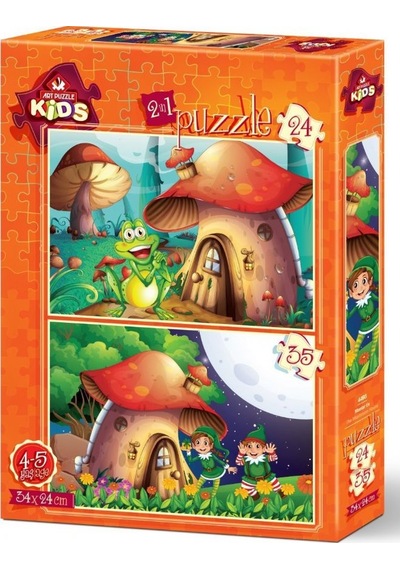 Art Kids 24+35 Parça Mantar Evler Eğitici Çocuk Puzzle