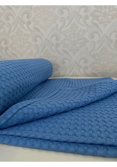 Premium %100 Pamuk Tek Kişilik Yazlık Pike, Yatak Örtüsü, Terletmez Kumaş Mavi Renk 160x240cm Mavi