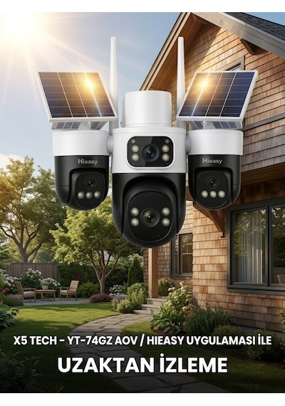 X5 Tech Yt-74gz Aov 4mp 4 Kameralı +1 Yıllık Sim Kart +64gb Hafıza Kartı Güneş Enerjili Tak Çalıştır