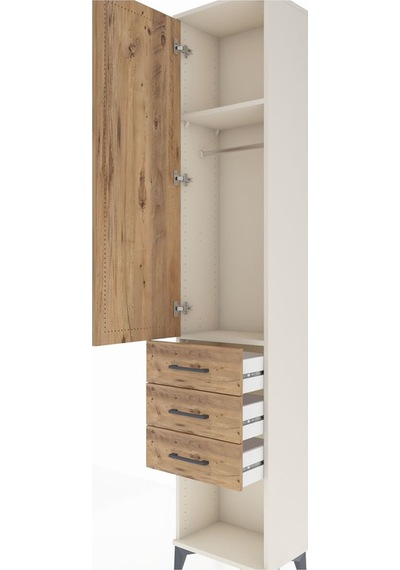 Arges Dolap 2 Raflı 3 Çekmeceli Tek Askılı 44x30x221 Aytaşı-çam Aytaşı