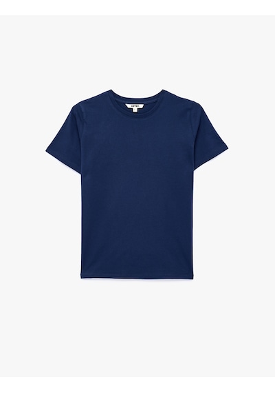 Koton Regular Fit Pamuklu Kısa Kollu Bisiklet Yaka Basic Tişört Lacivert 6sak60004ek