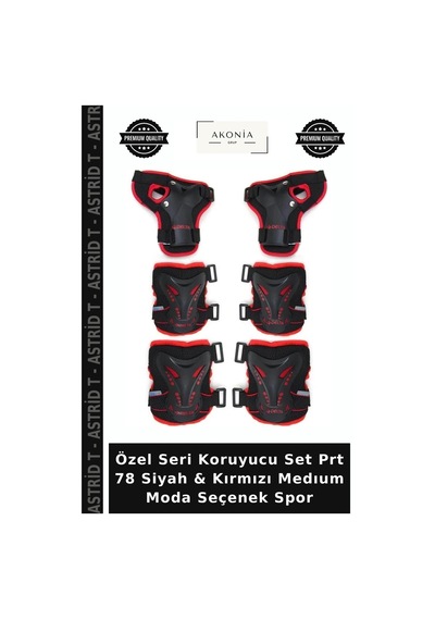 Özel Seri Koruyucu Set Prt 78 Siyah & Kırmızı Medıum Moda Seçenek Spor Siyah - Kırmızı