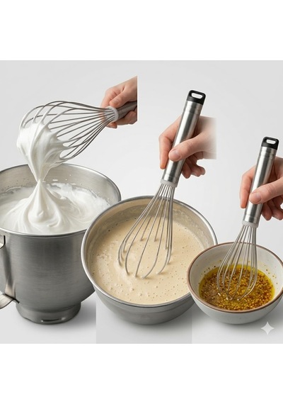Uyt Life 3'lü Paslanmaz Çelik Çırpıcı Seti - 22cm, 26cm, 32cm Ergonomik Saplı Yumurta Ve Sos Çırpma Teli - Mu Diğer