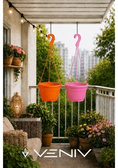 2 Adet Askılı Dekoratif Saksı 18 Cm Çap Yükseklik 12 Cm 82313972