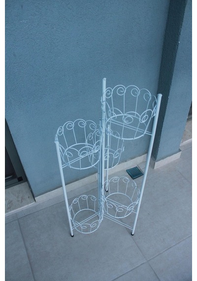 5 Gözlü Ferforje Metal Çiçeklik - Balkon, İç Ve Dış Mekan Saksılık Bitki Standı