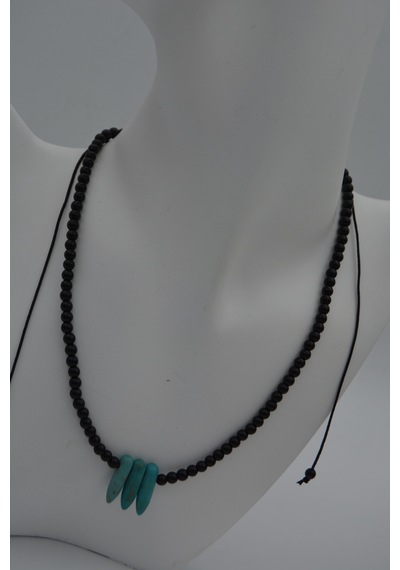 Stoneage Jewellery Amazonit Ve Oniks Taşlı Metalsiz Şifa  Kolyesi Gümüş