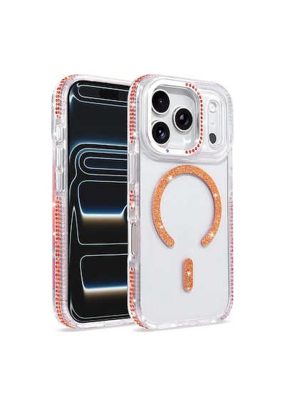 Maks Technology iPhone Uyumlu 17 Pro Max Kılıf M-safe Şarj Özellikli Mkst Tera Silikon Kapak - Turuncu