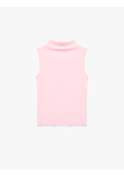 Koton Pamuklu Dik Yaka Slim Fit Kolsuz Body Pembe 7wak10056ek Gül