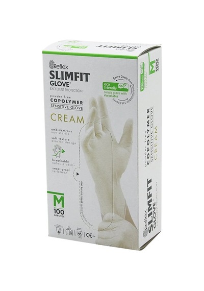 Reflex Slimfit Glove Kod-029 M Krem Pudrasız Muayene Eldiven 100lü Bx40