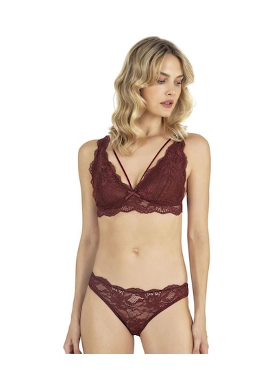Fabony Bayan Dantelli Bralet Sütyen Külot Takımı 4240 Bordo