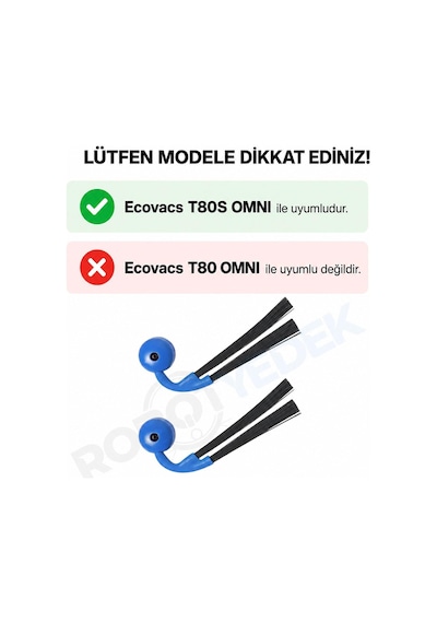 Ecovacs Deebot T80s Omni T80 Değil Uyumlu Yan Fırça - 2 Adet