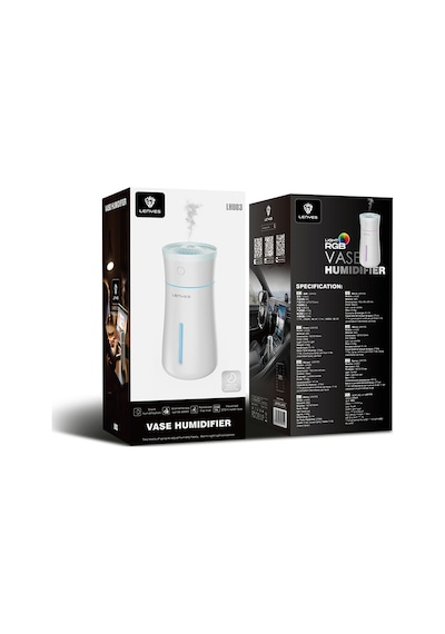 Lenyes Lhu03 Vazo Tipi Rgb Atmosfer Işıklı Nano Sprey Sessiz Hava Nemlendirici Beyaz