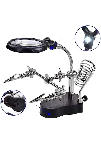 Mg-16126 Led Işıklı Büyüteçli Lehim Tamir Havya Standı