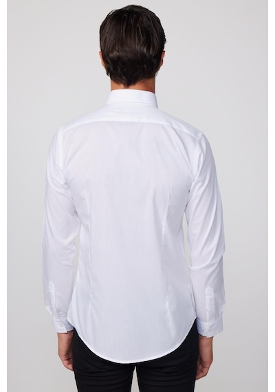 Tudors Slim Fit Arkadan Pensli Önden Kulplu Düz Trend Beyaz Erkek Gömlek-28231-beyaz Beyaz
