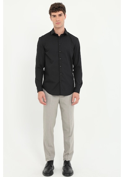 Dufy Erkek Slim Fit Uzun Kol Siyah Gömlek-25811 SİYAH