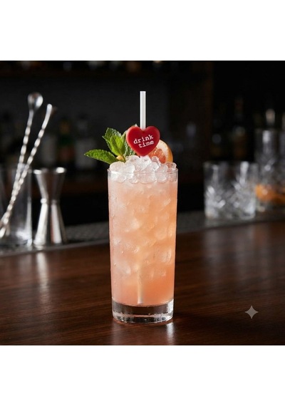 Drink Time Yazılı- Kırmızı Pipet Süsü 10'lu Çok Renkli