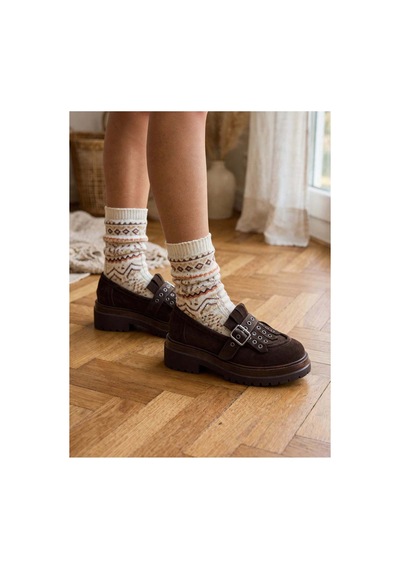 37brandshoes Süet Platform Loafer Kahverengi Kahverengi
