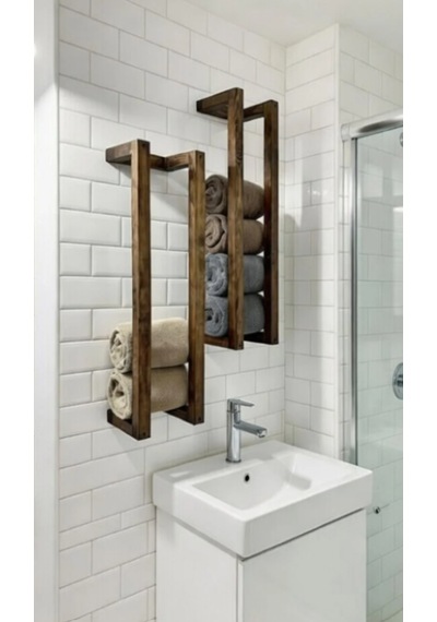 Nest Woodtr Doğal Masif Ham Ahşap Havluluk Dekoratif Banyo Rafı - Banyo Havlu Düzenleyici 60x20cm 1 Adet Ceviz