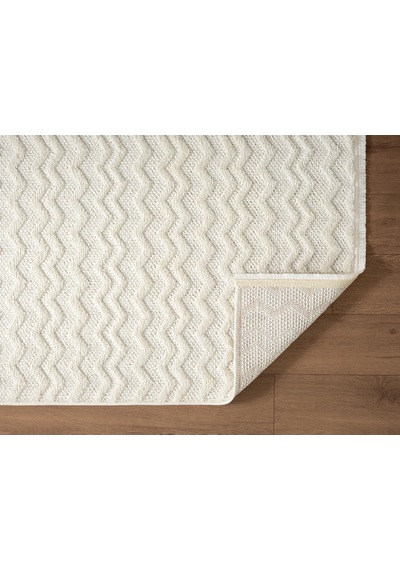 Wool Wl009a Beyaz Modern Desen Kabartmalı Doku Pamuk Tabanlı Kaymaz Halı-783 Beyaz