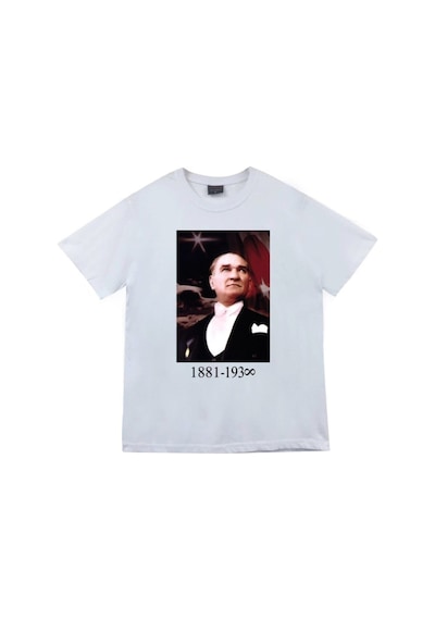 Stoned&Fame Gazi Mustafa Kemal Atatürk Baskılı T-shirt Beyaz