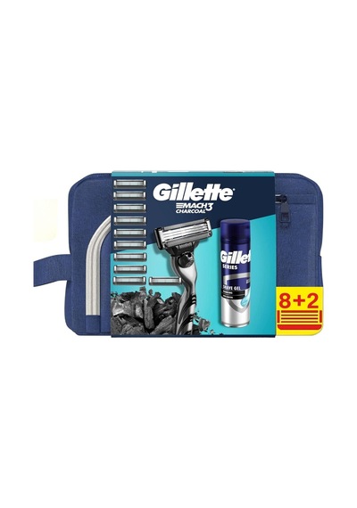 Mach3 Charcoal Makine Ve 10 Tıraş Bıçağı Yedek + Charcoal Series Jel 200 ML + Çanta