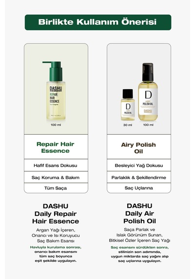 Dashu Pro Airy Polish Oil Saça Parlak Ve Islak Bir Görünüm Sunan Bitkisel Özler İçeren Saç Yağı
