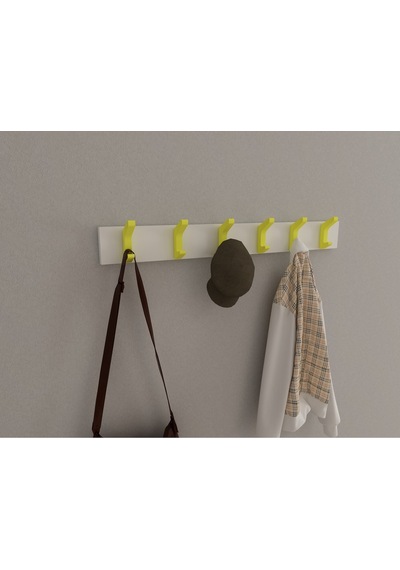 Hepsi3boyutlu Modern Duvar & Kapı Kanca Askılık - 6 Adet Sarı Kanca Askılık - Model No : 2 Sarı