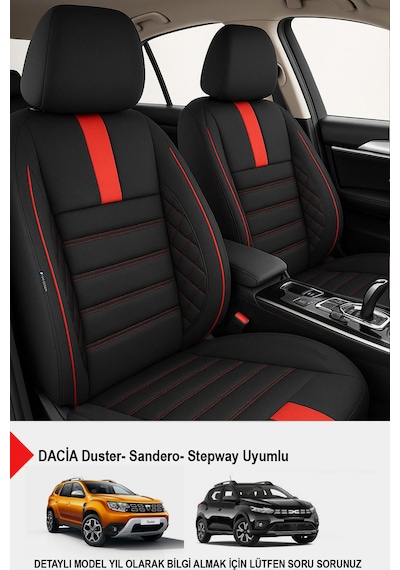 Oniks Serisi Tay Tüyü Oto Koltuk Kılıfı- Dacia Sandero-stepway-duster Uyumlu Kırmızı