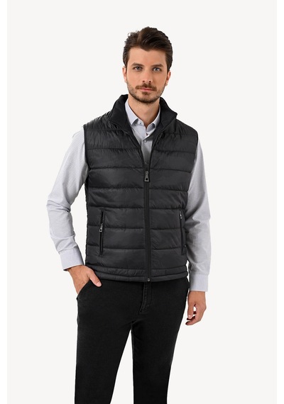 Ysf Erkek Siyah Regular Fit Desenli Yelek