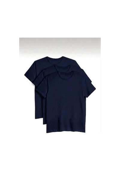Bürke 3'lü Erkek/Unisex Lacivert Renk %100 Pamuk Bisiklet Yaka Basic Tişört
