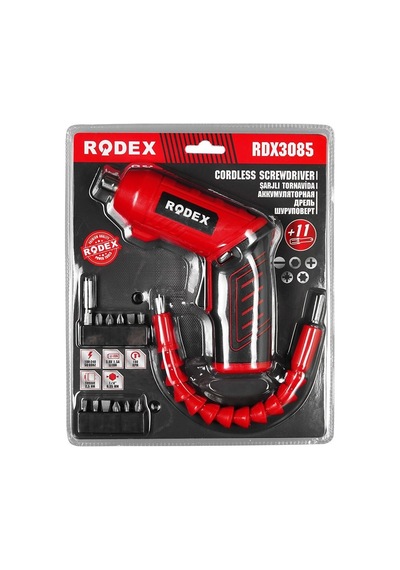 Rodex Rdx-3085 Tornavida 11 Adet Uç 2ın1 Kullanım Düz Şarjlı Tabanca Ulaşılması Zor Alanlar Aparatı