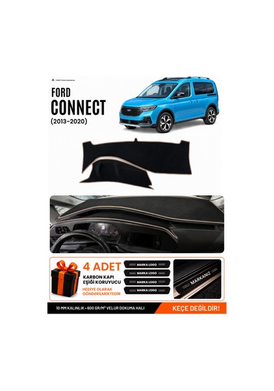 Ford Tourneo Connect 2023-2026 Uyumlu Torpido Örtüsü, Torpido Kılıfı - Siyah-bej - Fo024