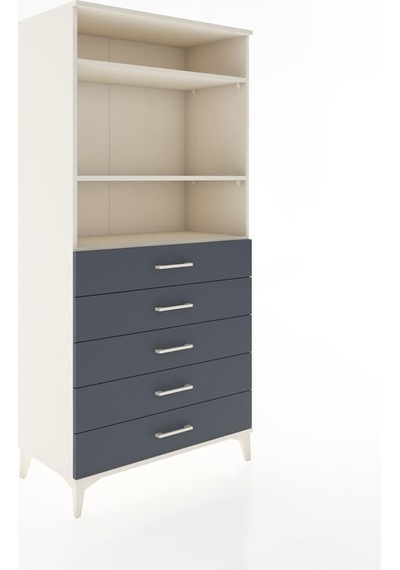 Hyperion Dolap 3 Raflı 5 Çekmeceli 88x44x182 Aytaşı-antrasit Aytaşı