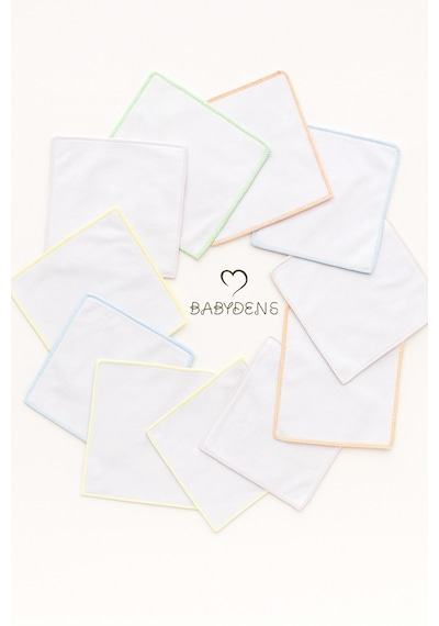 Babyden's Unisex 10'lu Yenidoğan ve Bebek Emzirme ve Ağız Bezi %100 Pamuk 20x20 CM Yumuşak Renkli Mendil 10'lu Set