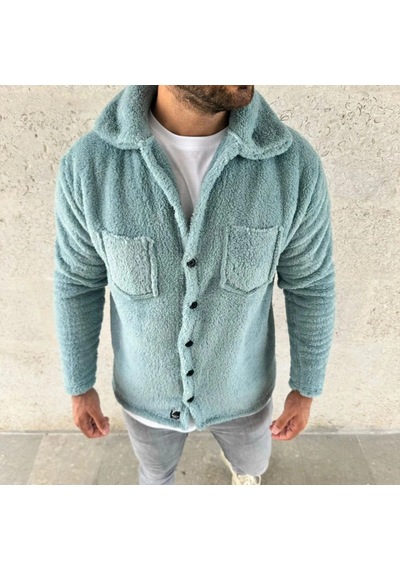 Freedom Store Erkek Pelüş Polar Hırka Gömlek Yakalı İlik Düğmeli Göğüs Cepli Yumuşak - Bebe Mavisi Bebek Mavi