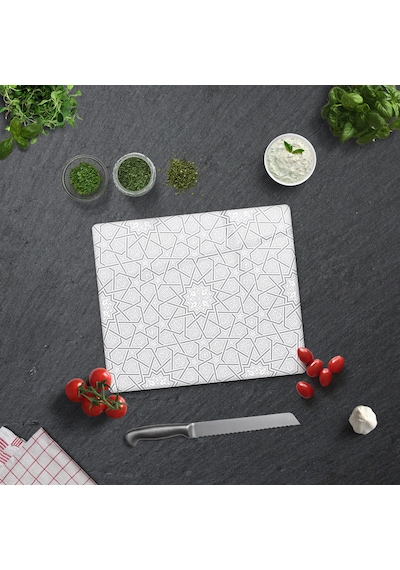 Selçuklu Motifi Desenli Cam Kesme Tahtası 29cm X 34cm