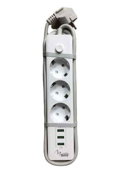 Mate Akım Korumalı Priz 3lü + Usb Çıkış
