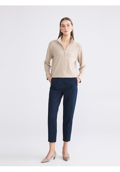 Lcw Everyday Bej Oversize Kadın Fitilli Tişört