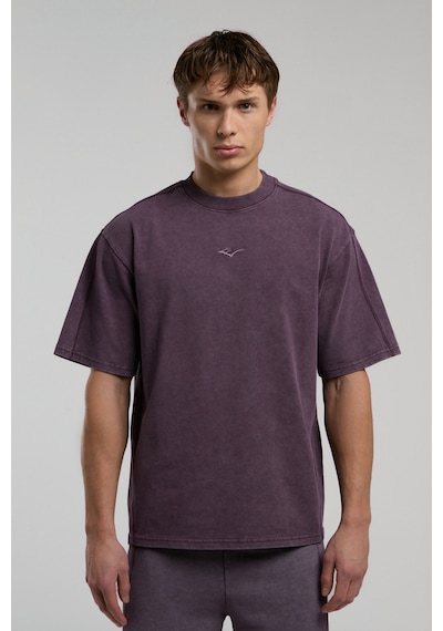 Everlast Bronx 1910 Oversize Yıkamalı Mor Erkek Tişört Koyu Mor