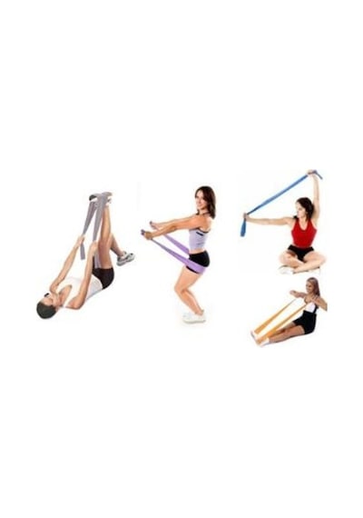 Pilates Bandı Seti 150x15 Cm Büyük Orta Direnç Pilates Lastik